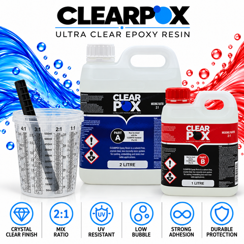Clearpox Ultra Clear Epoxy Resin Kit (2:1 mix ratio)