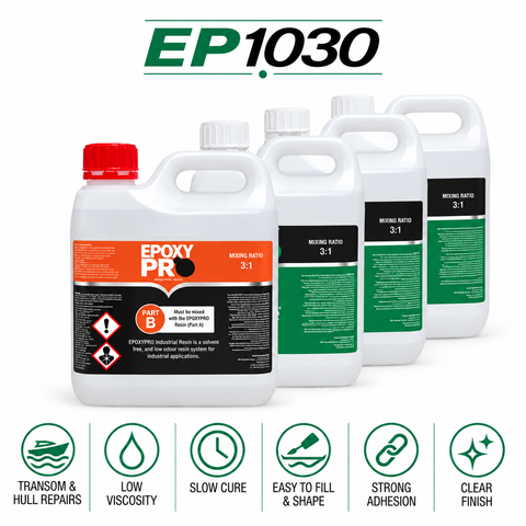 EpoxyPro EP1030 Low Viscosity Slow Cure Transon & Hull Filler System 3:1 Clear