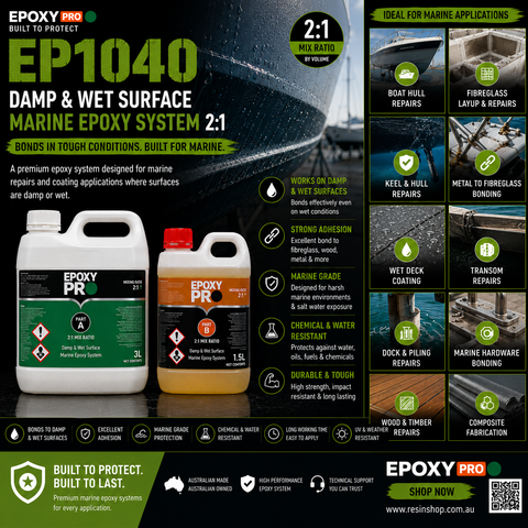 EpoxyPro EP1040 Damp & Wet Surface Marine Epoxy System 2:1