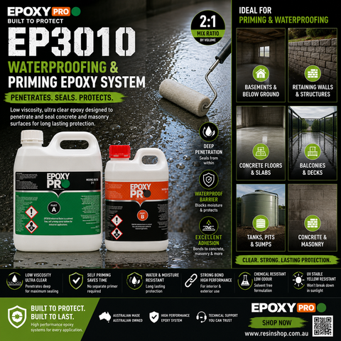 EpoxyPro EP3010 Penetrating Waterproofing Low Viscosity Clear 2:1 Resin System