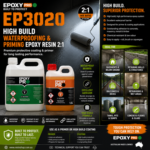 EpoxyPro EP3020 High Viscosity Vertical Waterproofing & Priming-Flexible Epoxy Resin 2:1