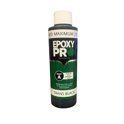 Epoxy Pro bottle labeled 'Trans Black' on a white background
